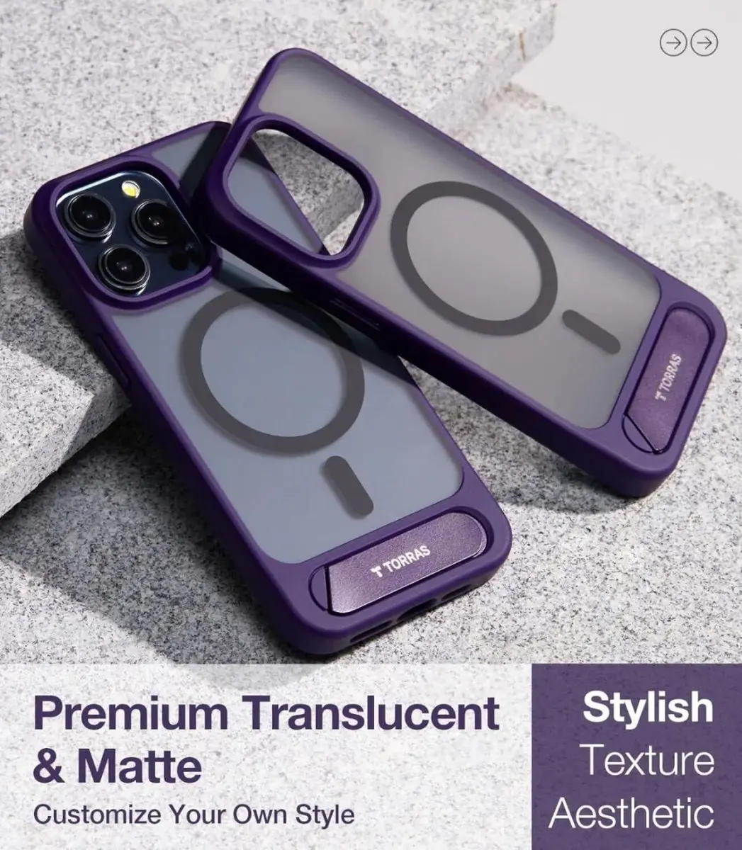 Torras UPro Pstand Hoesje iPhone 15 Pro Max - Paars