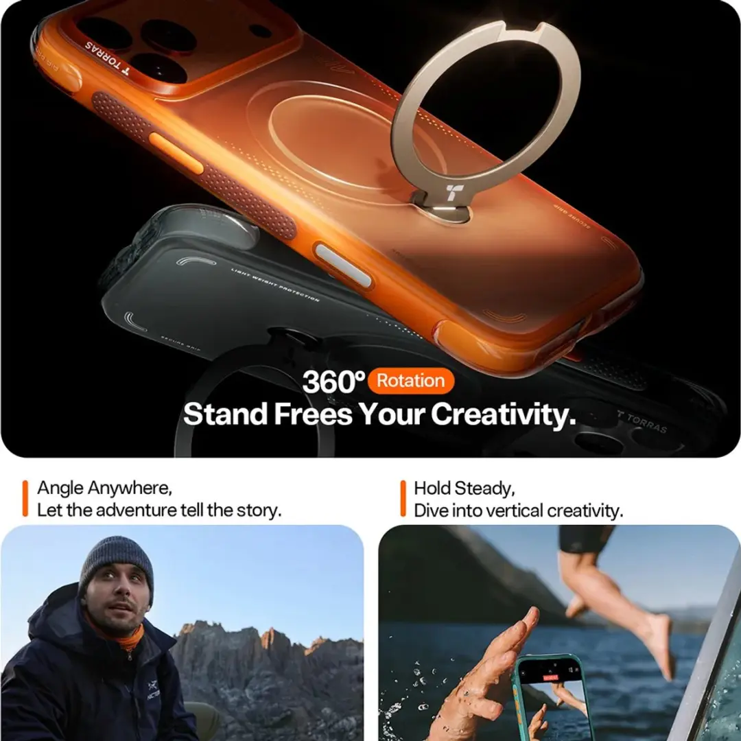 Torras Ostand Q3 Air Hoesje iPhone 17 Pro - MagSafe/Zwart