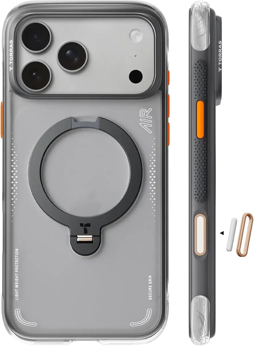 Torras Ostand Q3 Air Hoesje iPhone 17 Pro - MagSafe/Zwart