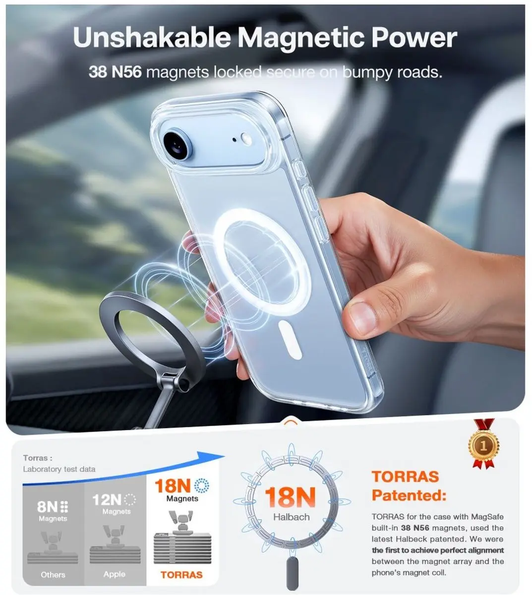 Torras Guardian Magnetic Hoesje iPhone Air - Transparant