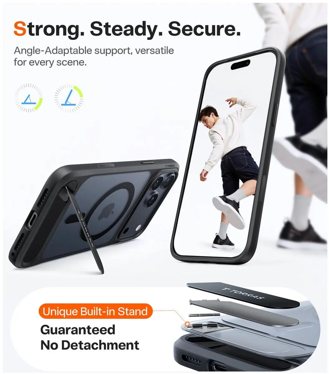 Torras UPro Pstand Hoesje iPhone 17 Pro Max - MagSafe - Zwart