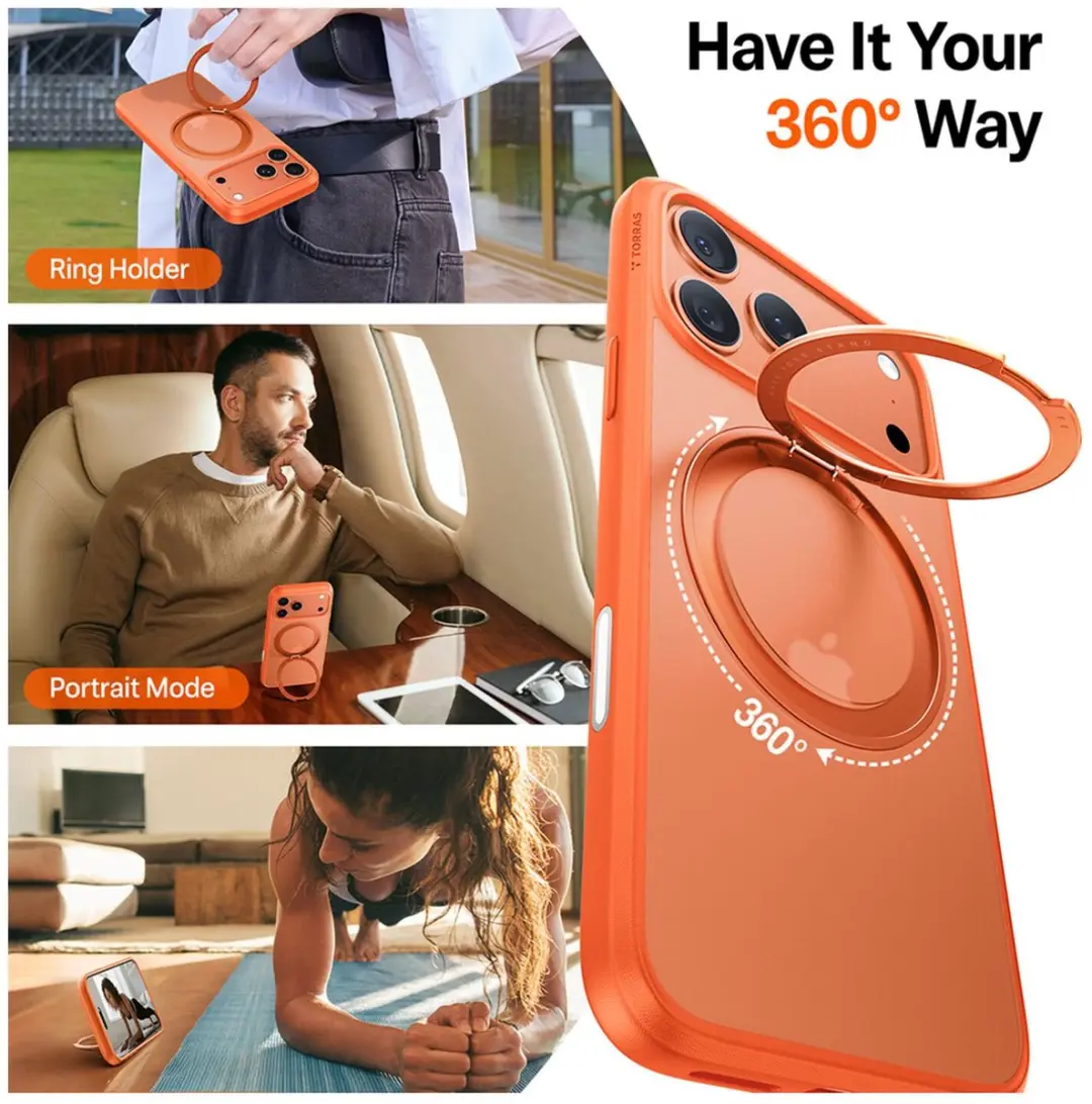 Torras UPro Ostand Pro Hoesje iPhone 17 Pro Max - Oranje