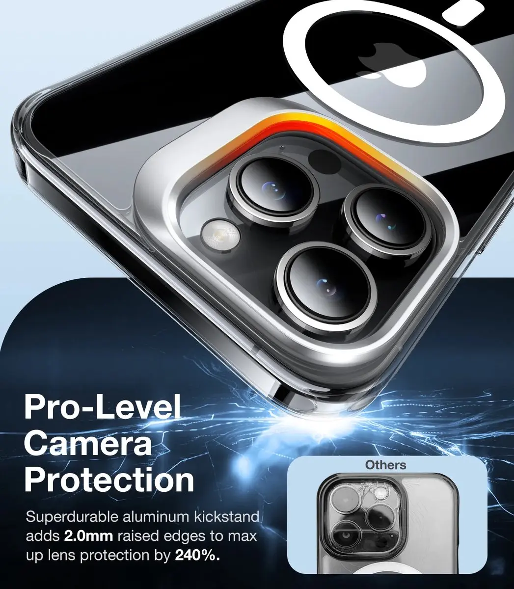 Torras Lstand Back Cover iPhone 15 Pro - Transparant