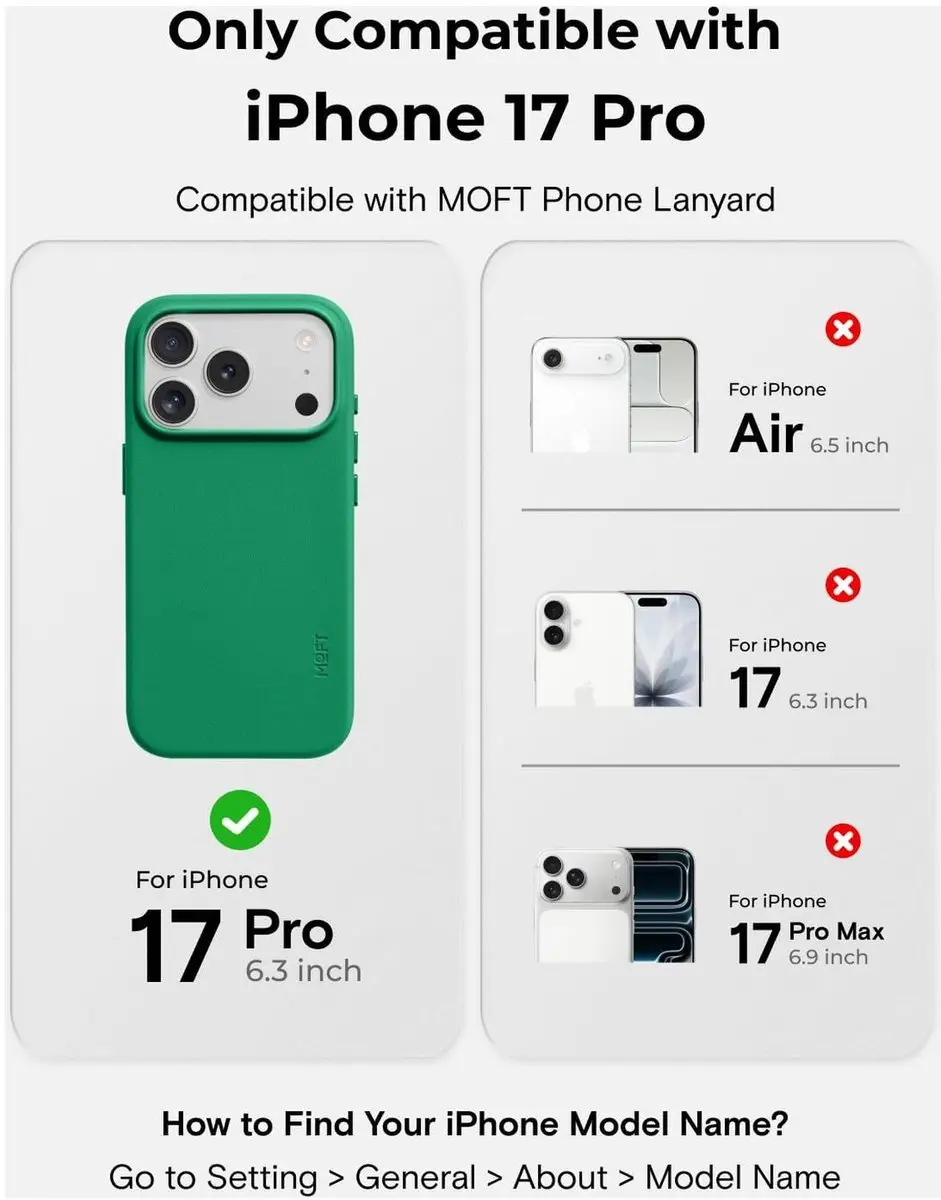 MOFT iPhone 17 Pro Hoesje - MagSafe - Groen Vegan Leer
