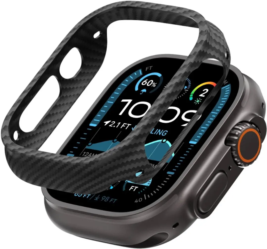 Pitaka Air Case Apple Watch Ultra 49mm - 600D Aramidevezels - Zwart/Grijs