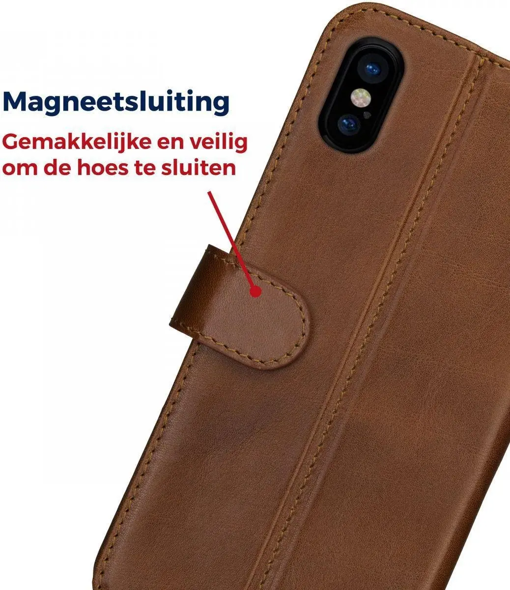 Rosso Deluxe Hoesje iPhone XS - 3 Pasjes - Bruin - afbeelding 6 van 6