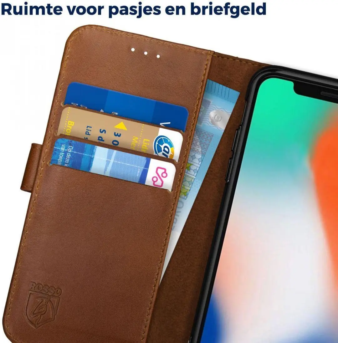 Rosso Deluxe Hoesje iPhone XS - 3 Pasjes - Bruin