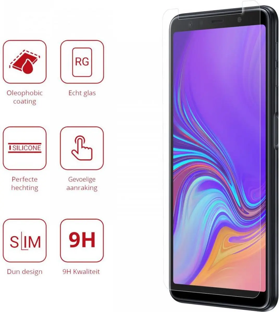 Rosso 9H Tempered Glass Screen Protector Samsung Galaxy A7 (2018) - afbeelding 6 van 6