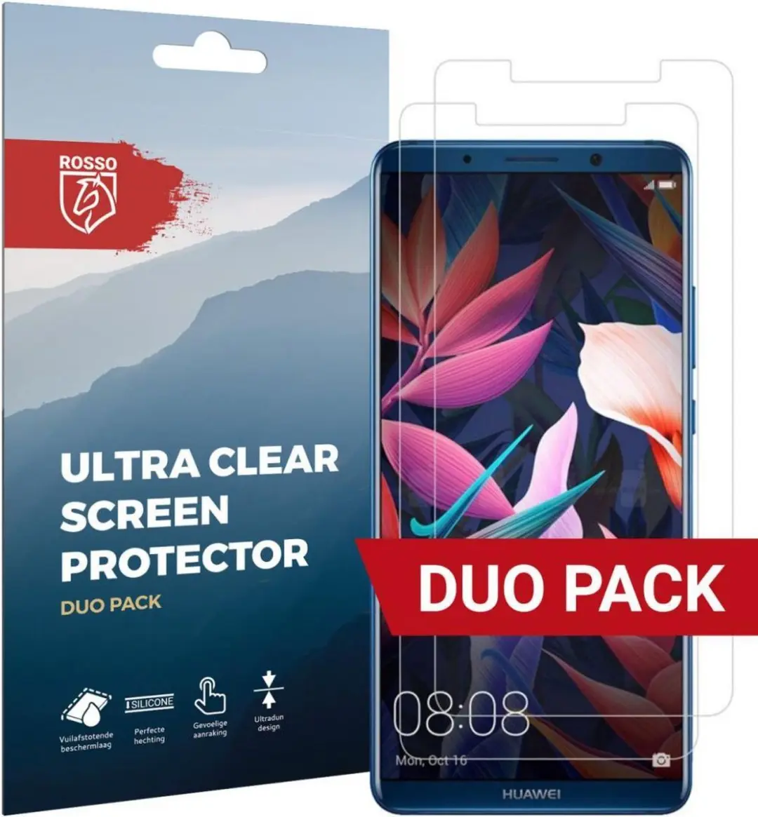 Rosso Screen Protector Ultra Clear Duo Pack Geschikt voor Huawei Mate 10 Pro