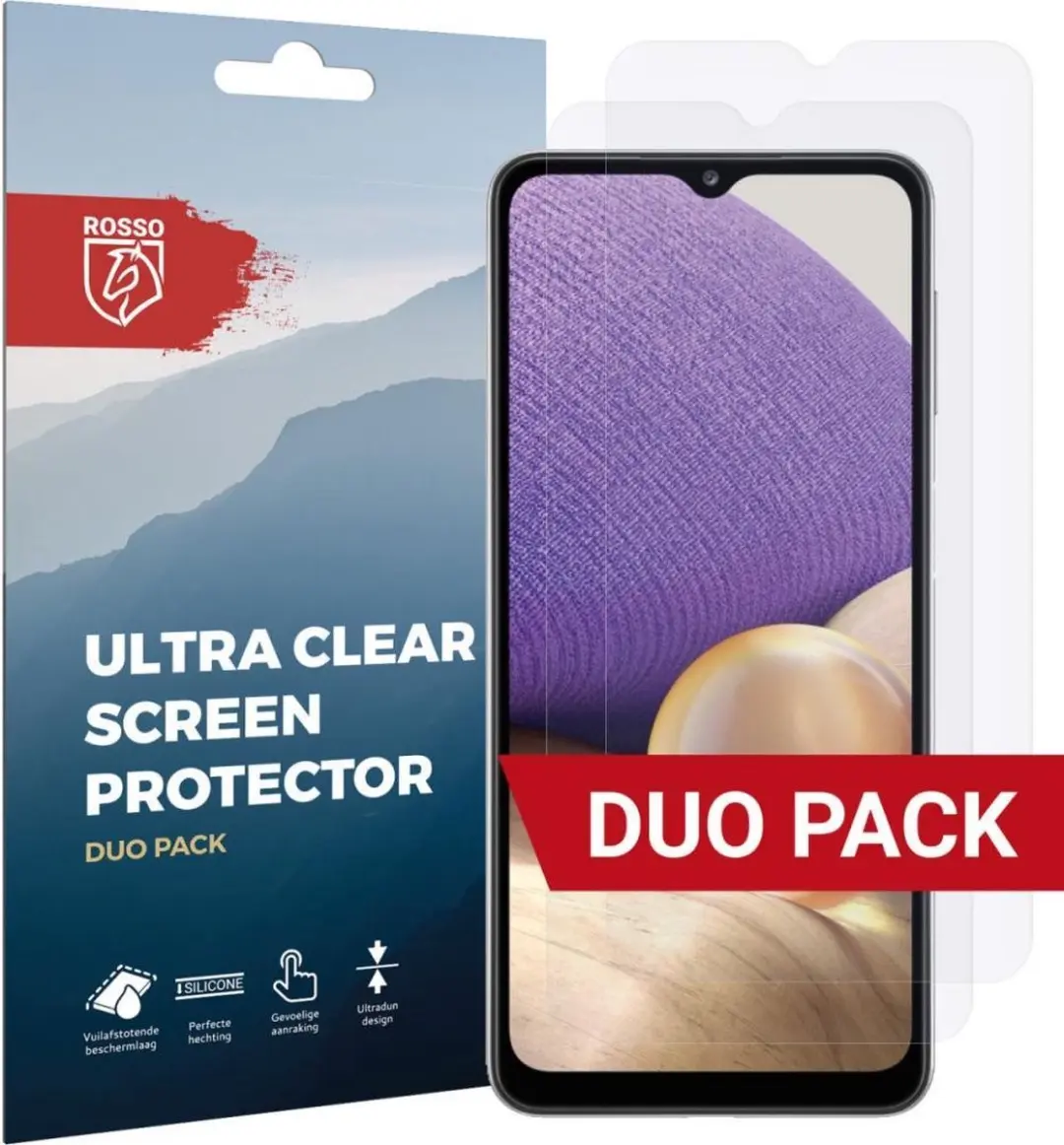 Rosso Screen Protector Ultra Clear Duo Pack Geschikt voor Samsung Galaxy A32 5G