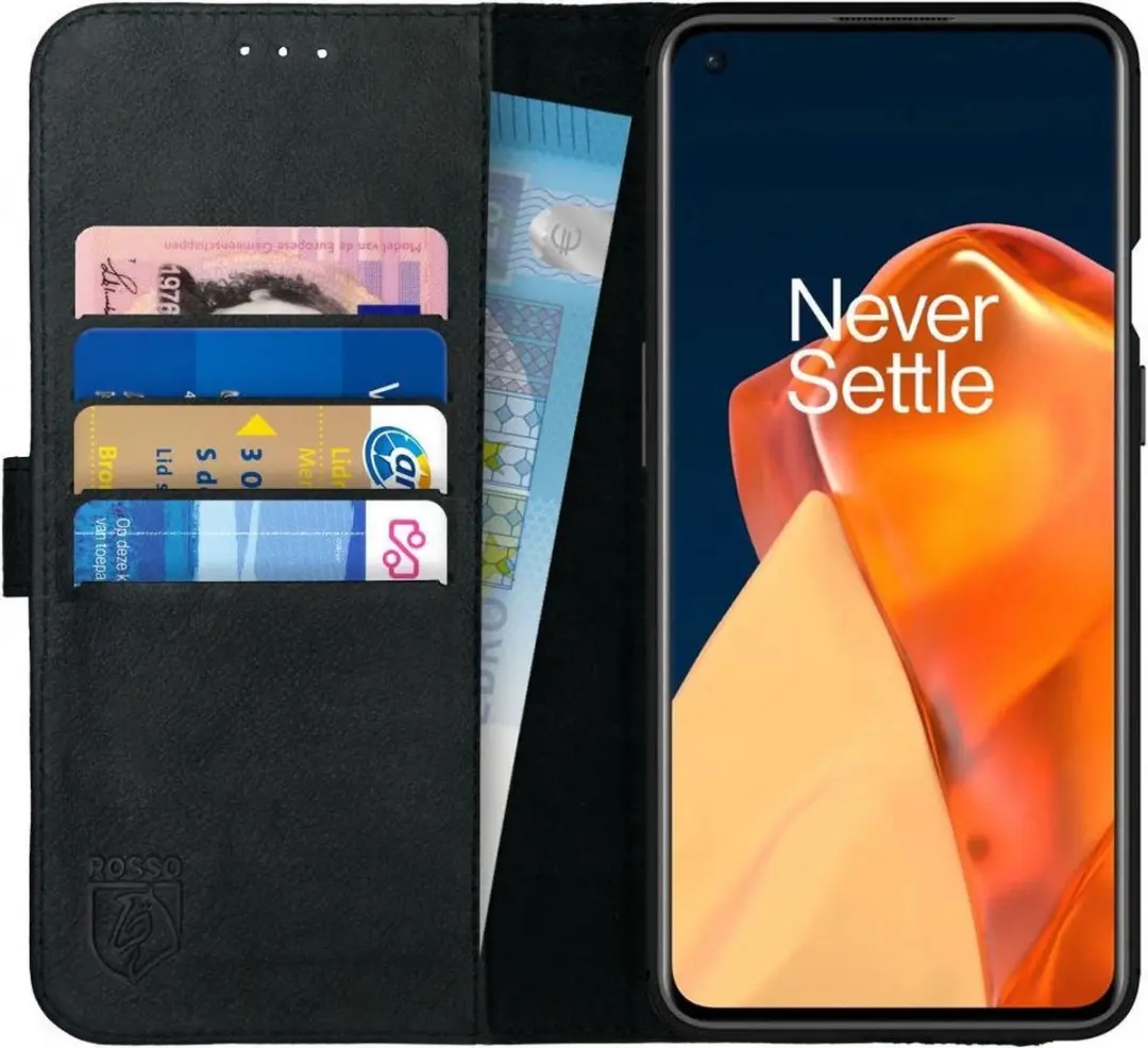 Rosso Deluxe Echt Leer Book Case Hoesje Geschikt voor OnePlus 9 Pro