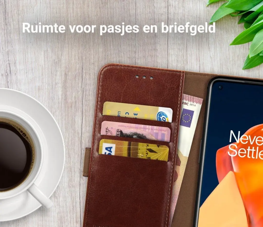 Rosso Element Book Case Wallet OnePlus 9 Pro - 3 Pasjes - Bruin - afbeelding 6 van 6