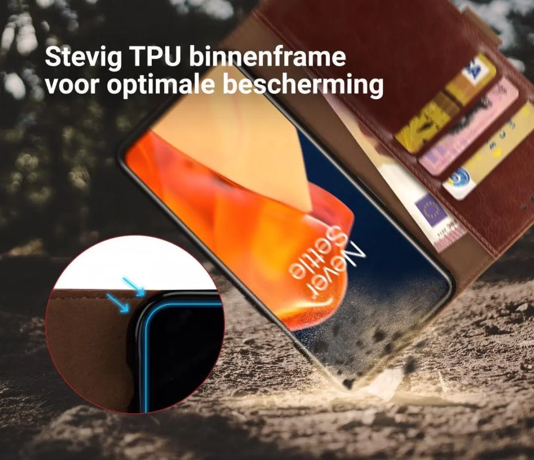 Rosso Element Book Case Wallet OnePlus 9 Pro - 3 Pasjes - Bruin