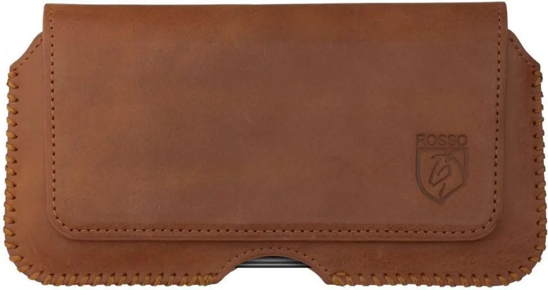 Rosso Deluxe Broekriem Belt Case Hoesje Met Riemlus Echt Leer Bruin