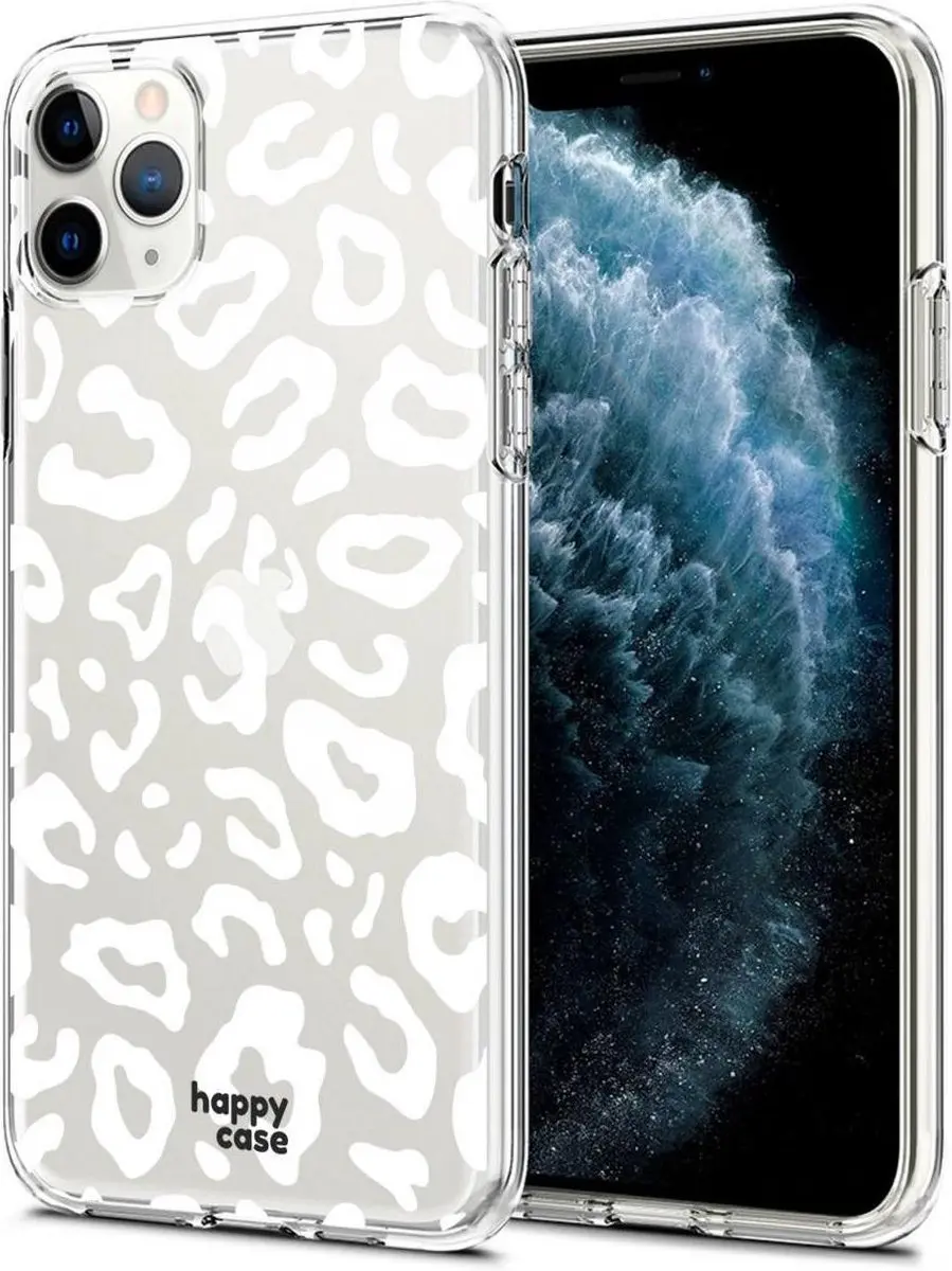 HappyCase iPhone 11 Pro TPU Hoesje - Luipaardprint - Wit
