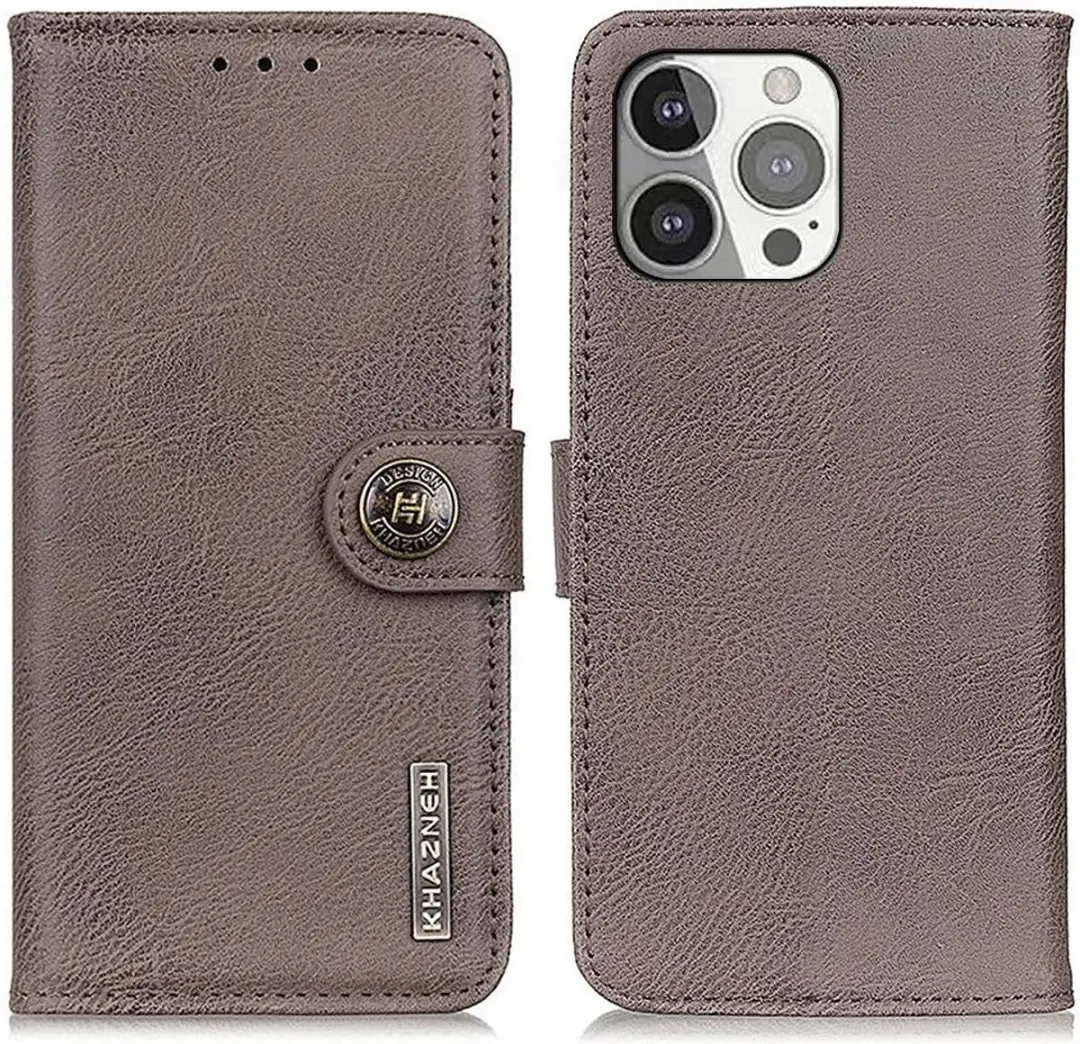 Khazneh Hoesje iPhone 13 Pro Book Case - Grijs