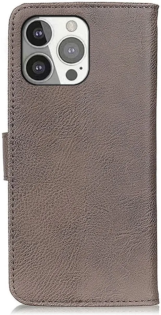 Khazneh Hoesje iPhone 13 Pro Book Case - Grijs