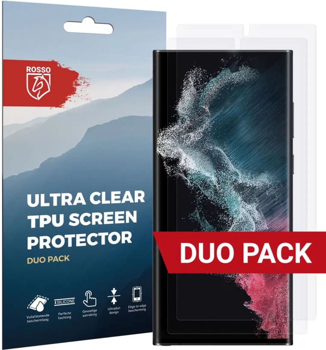 Rosso Screen Protector Ultra Clear Duo Pack Geschikt voor Samsung Galaxy S22 Ult