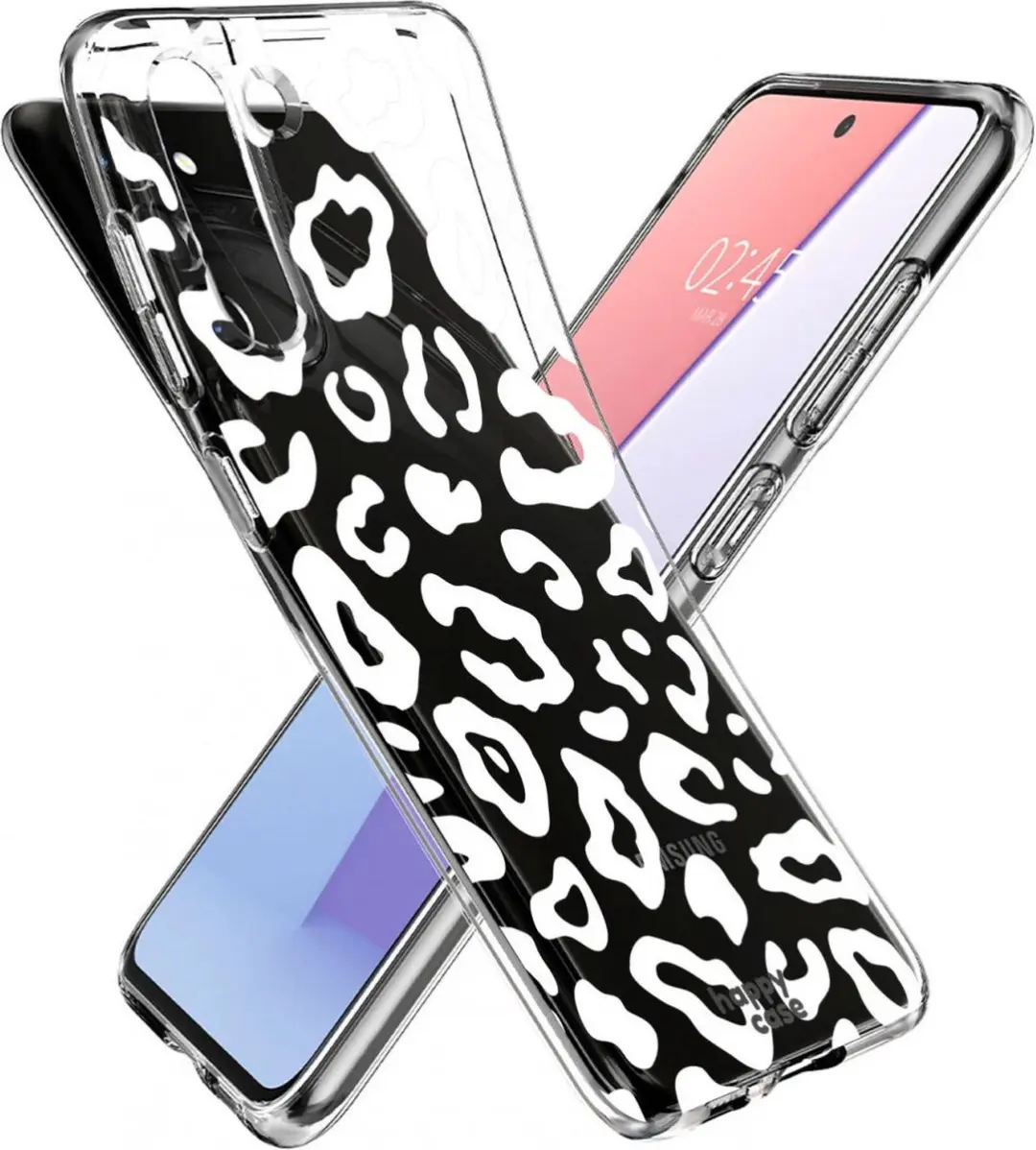 HappyCase Hoesje TPU Luipaardprint - Samsung Galaxy S21 FE - Transparant/Wit