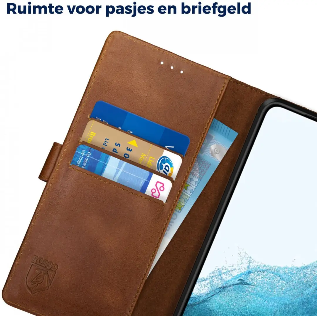 Rosso Deluxe Book Case Samsung Galaxy S22 - 3 Pasjes Bruin