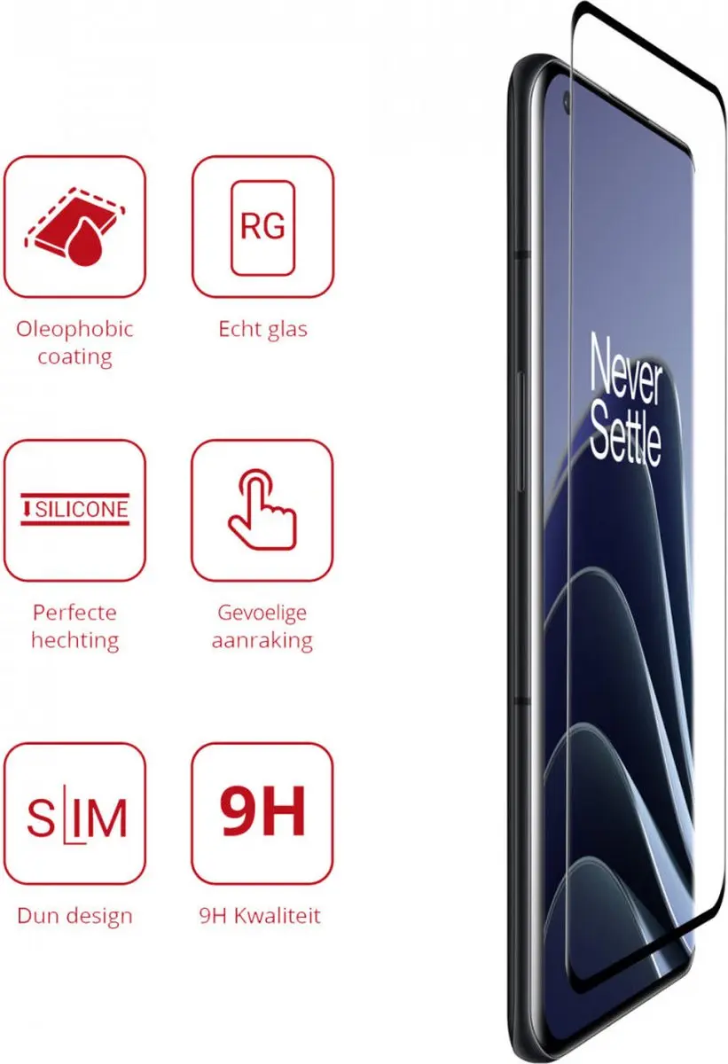 Rosso OnePlus 10 Pro 9H Tempered Glass - Zwart - afbeelding 4 van 6