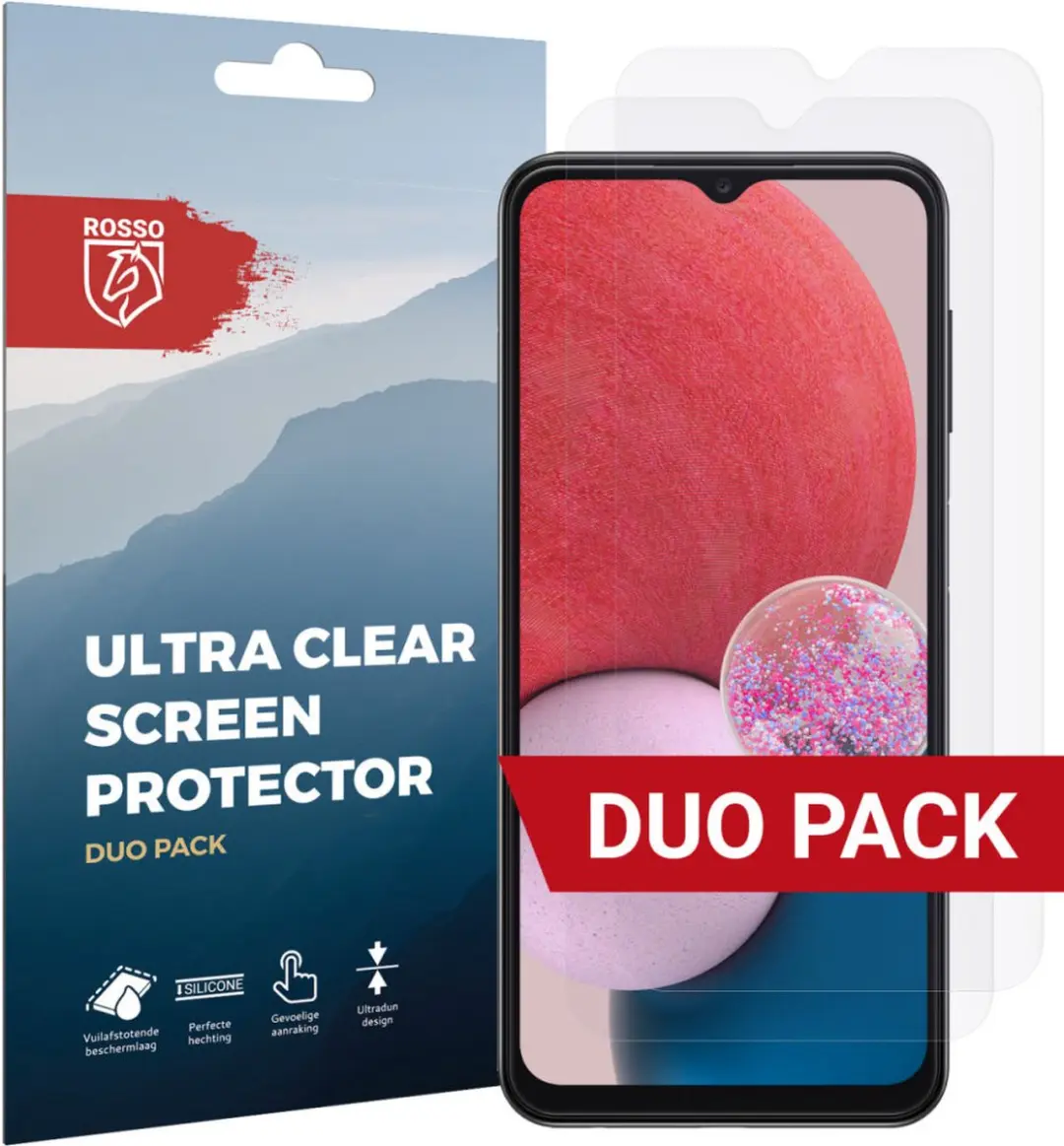 Rosso Screen Protector Ultra Clear Duo Pack Geschikt voor Samsung Galaxy A13 4G