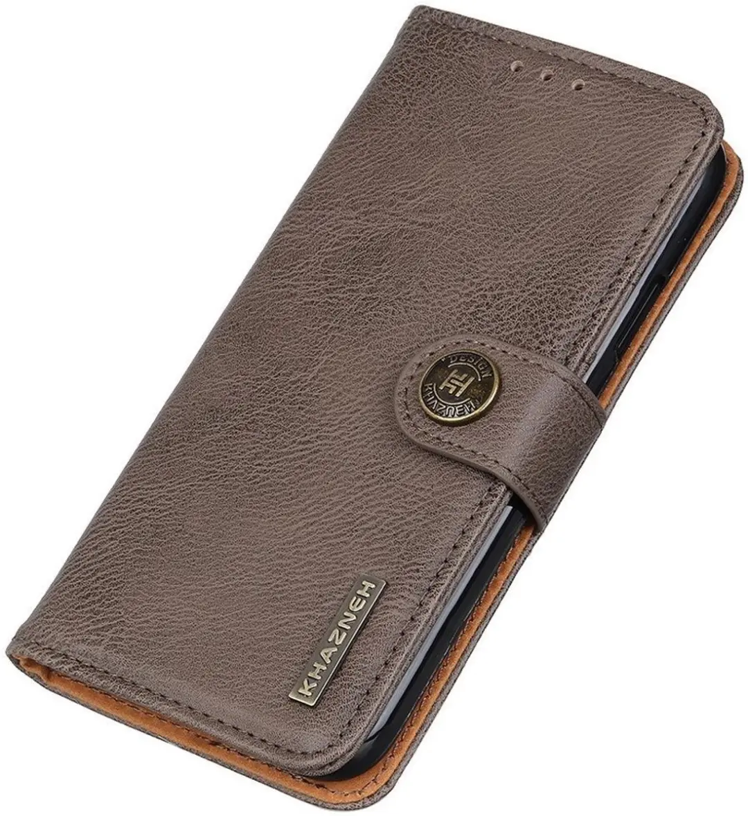 Khazneh Hoesje iPhone 14 Pro Max Book Case - 3 Pasjes - Khaki