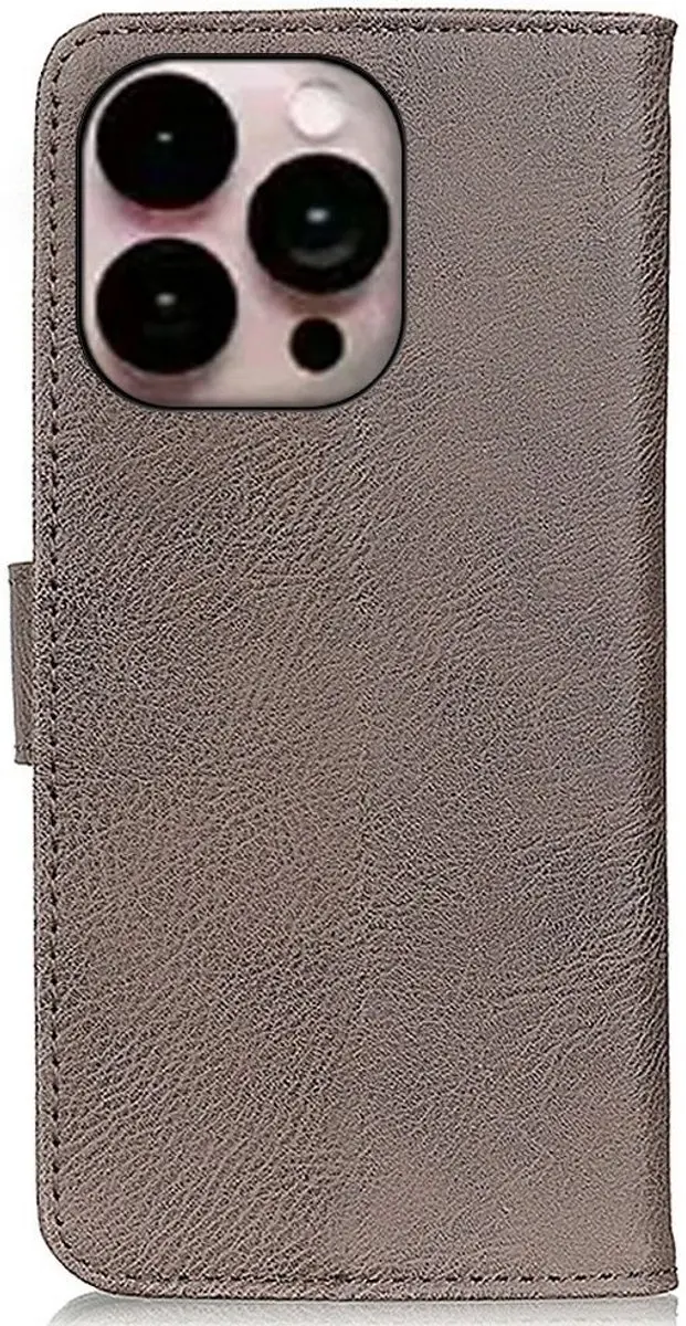 Khazneh Hoesje iPhone 14 Pro Max Book Case - 3 Pasjes - Khaki