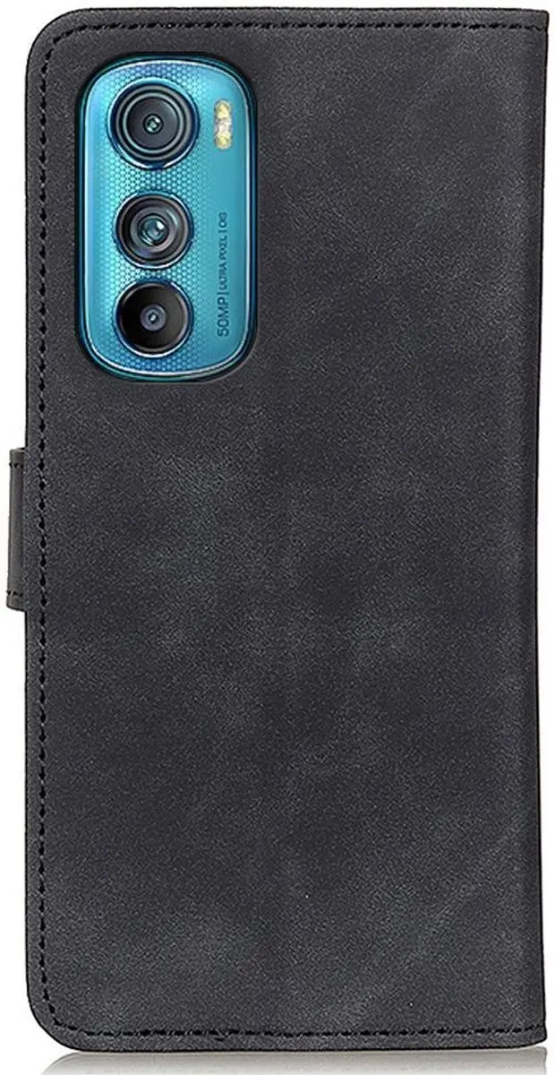 Khazneh Motorola Edge 30 Retro Wallet Hoesje - Kunstleer Zwart