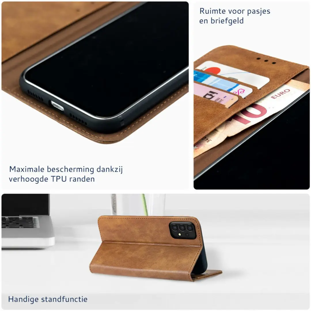 Rosso Element Book Case Wallet Samsung Galaxy A34 - 3 Pasjes - Bruin