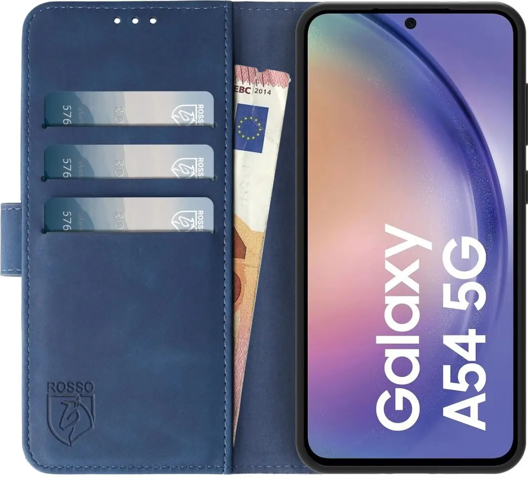 Rosso Element Book Case Wallet Hoesje 146134 - Samsung Galaxy A54 - 3 Pasjes - Blauw - afbeelding 6 van 6