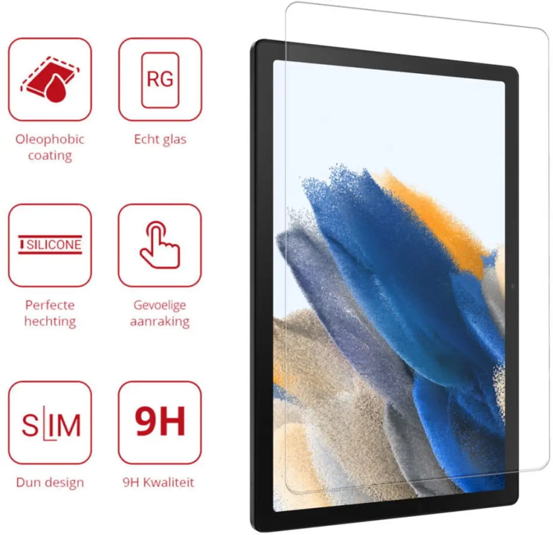 Rosso Tempered Glass 147178 - Samsung Galaxy Tab A8 2021 - 9H - Transparant/Red