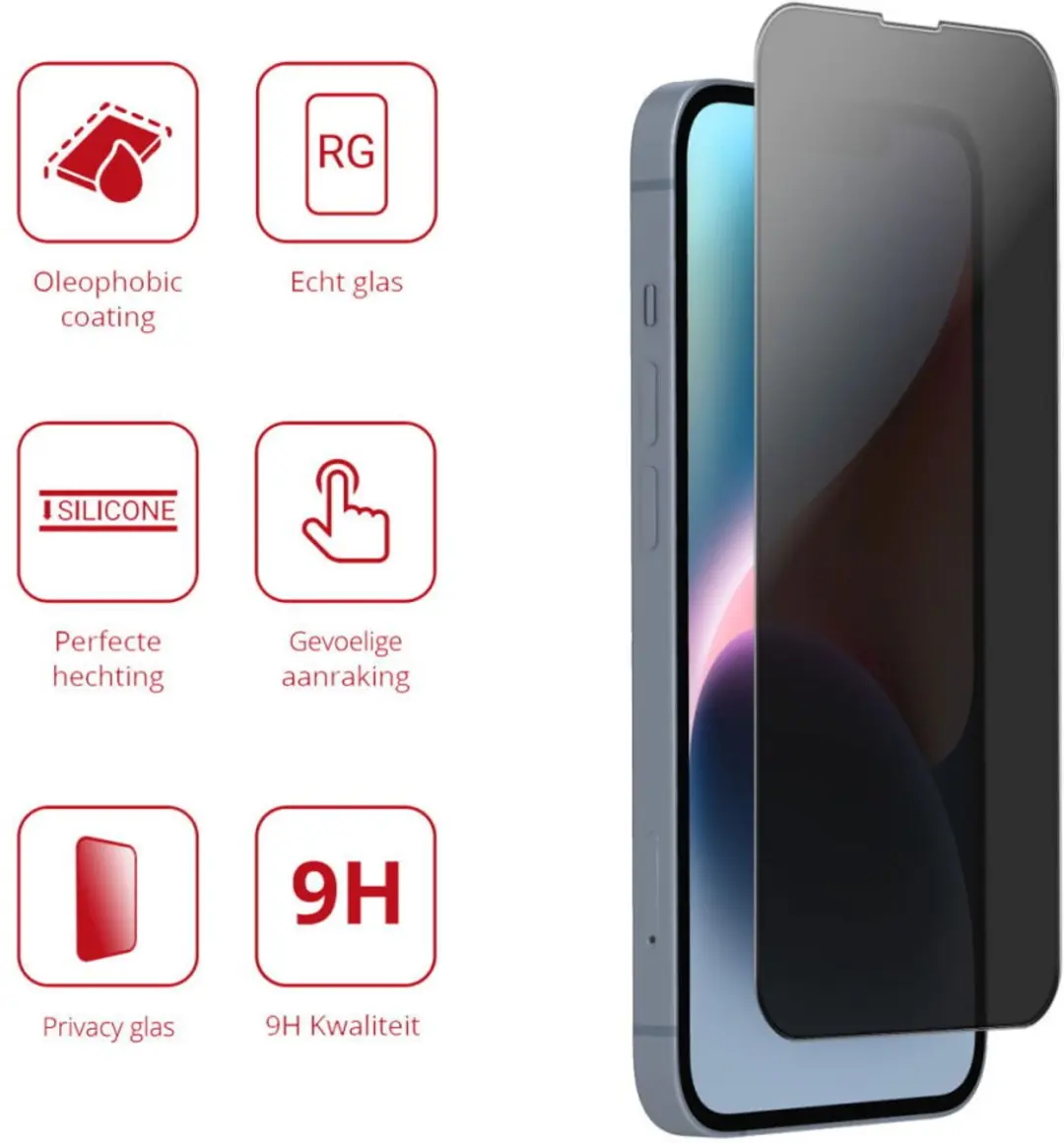 Rosso 9H Privacy Screen Protector iPhone 14 - Gehard Glas