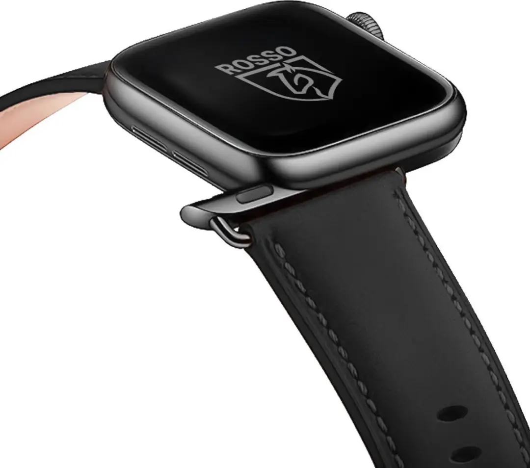 Rosso Deluxe Echt Leer Apple Watch Band - Zwart