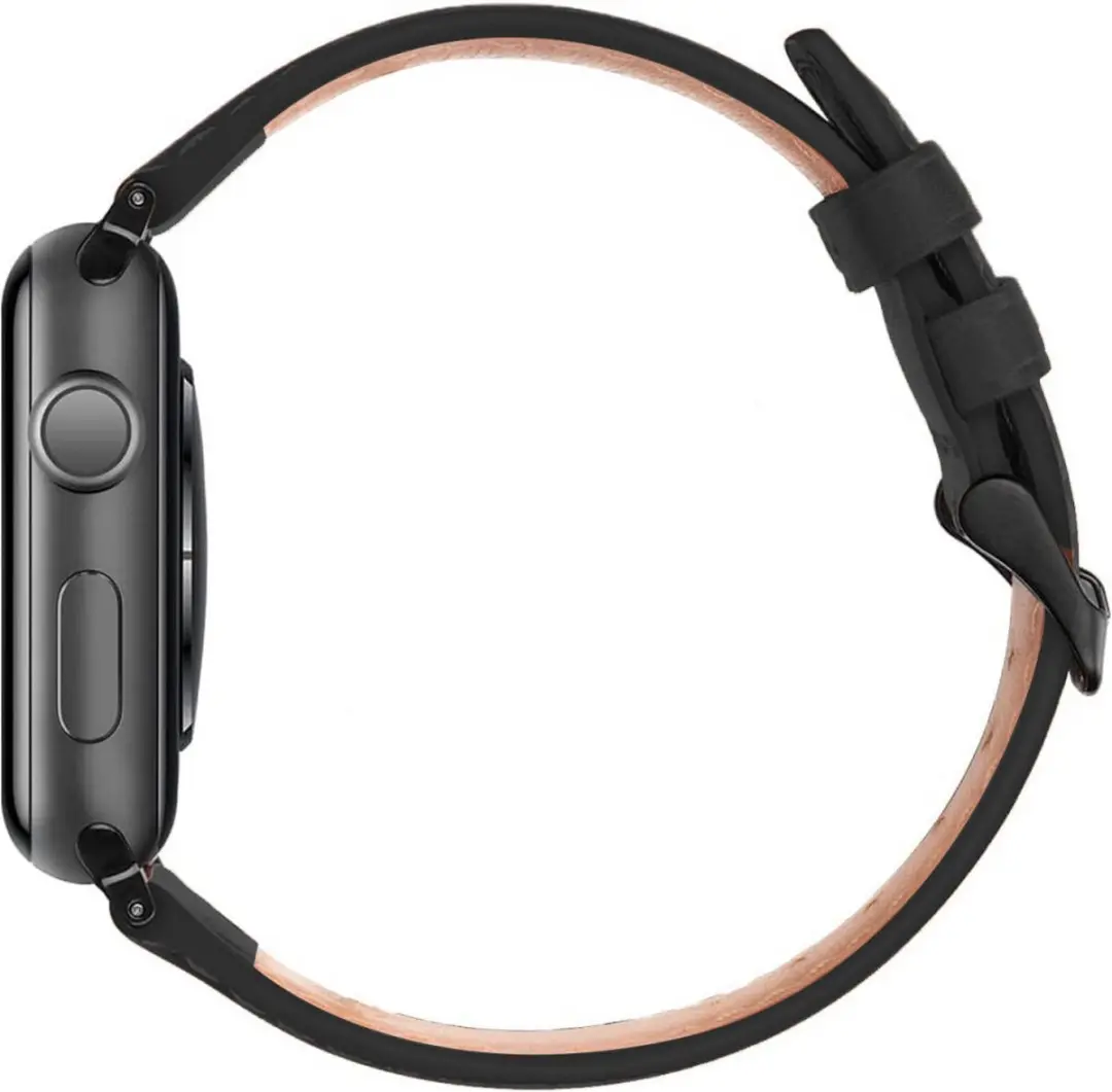 Rosso Deluxe Echt Leer Apple Watch Band - Zwart