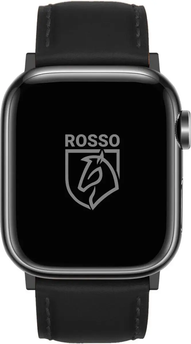 Rosso Deluxe Echt Leer Horlogeband Apple Watch - 42/44/45/46/49mm - Zwart