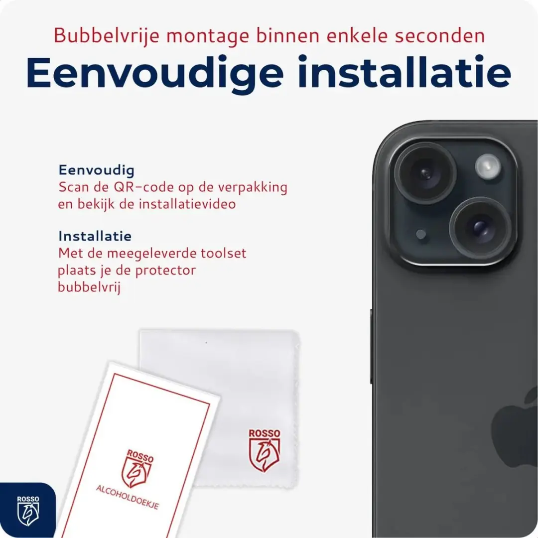 Rosso Camera Lens Protector Apple iPhone 15/15 Plus - Glas - Transparant - afbeelding 6 van 6