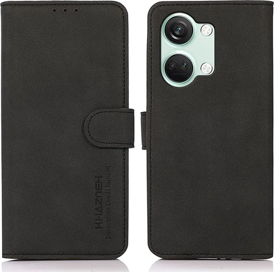 Khazneh OnePlus Nord 3 Retro Wallet Hoesje - 2 Pasjes - Zwart