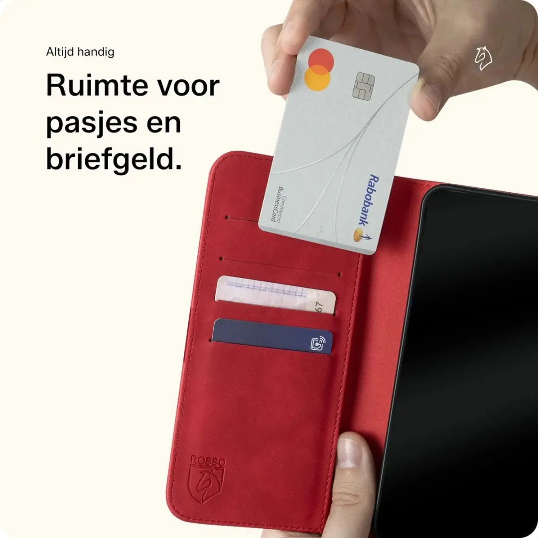 Rosso Element Book Case Wallet iPhone 15 Pro - 3 Pasjes - Rood