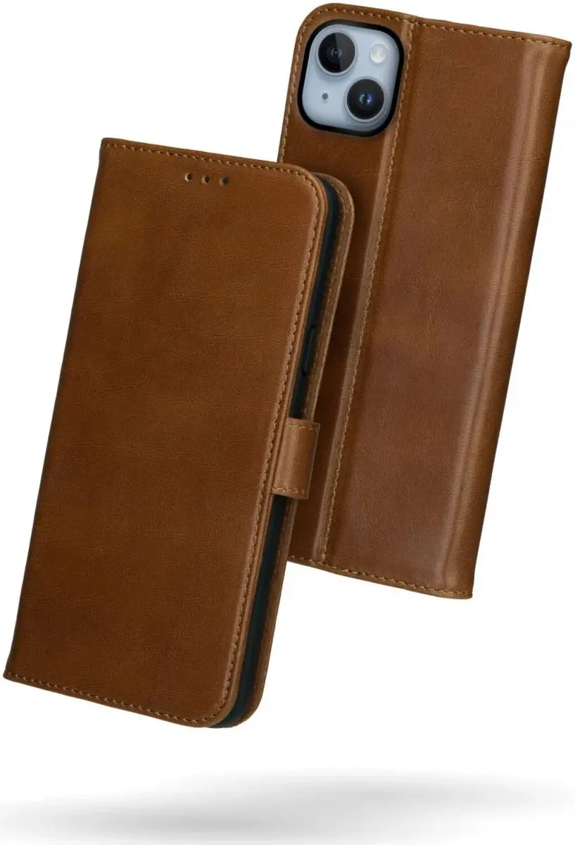 Rosso Deluxe Book Case iPhone 15 - 3 Pasjes - Bruin