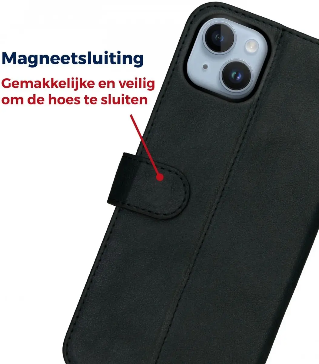 Rosso Deluxe Book Case iPhone 15 Plus - 3 Pasjes - Zwart