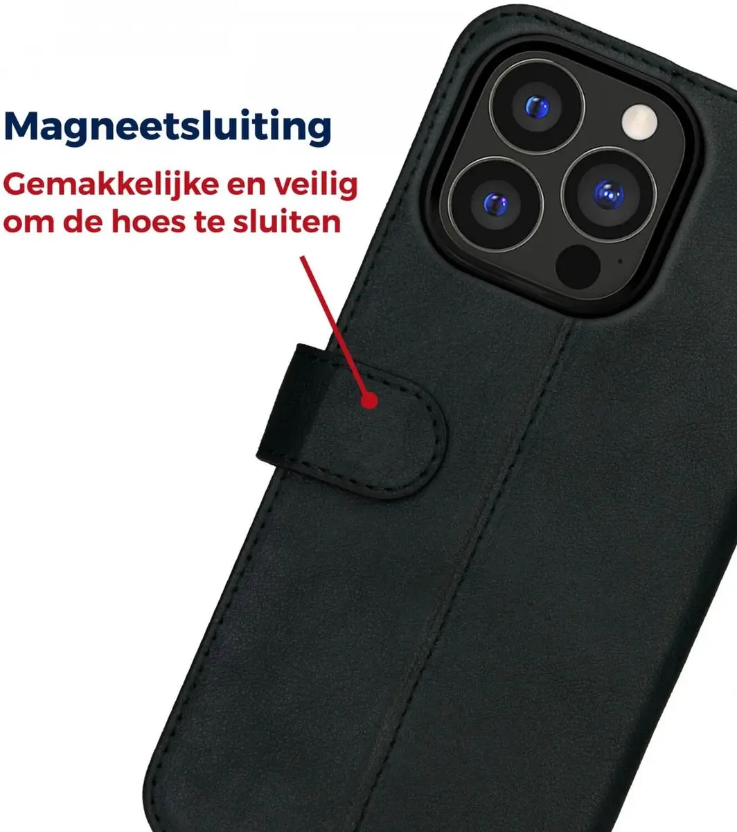 Rosso Deluxe Book Case iPhone 15 Pro 161988 - 3 Pasjes - Zwart