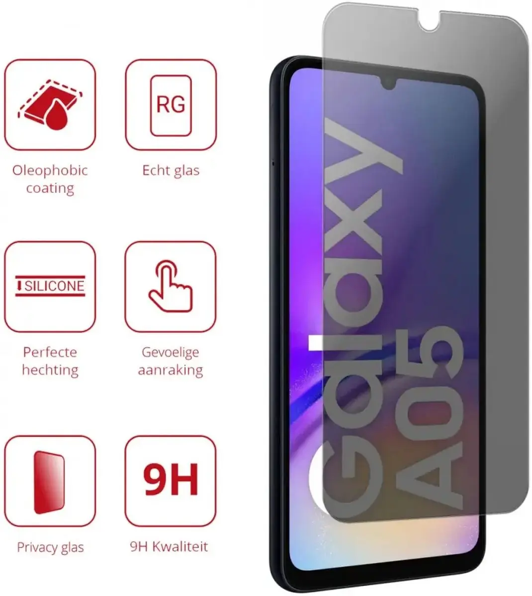 Rosso Privacy Screen Protector Samsung Galaxy A05 - 9H Glas