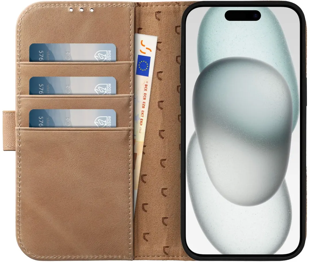 Rosso Elite 173729 Hoesje iPhone 15 - Lichtbruin - MagSafe