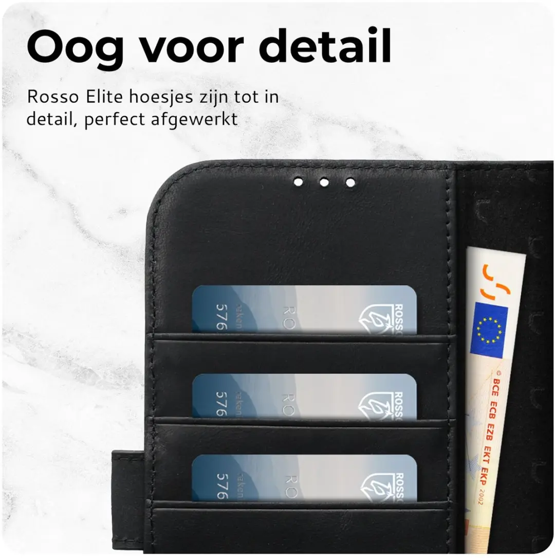 Rosso Elite 173768 Hoesje iPhone 14 Pro - MagSafe - 3 Pasjes - Zwart