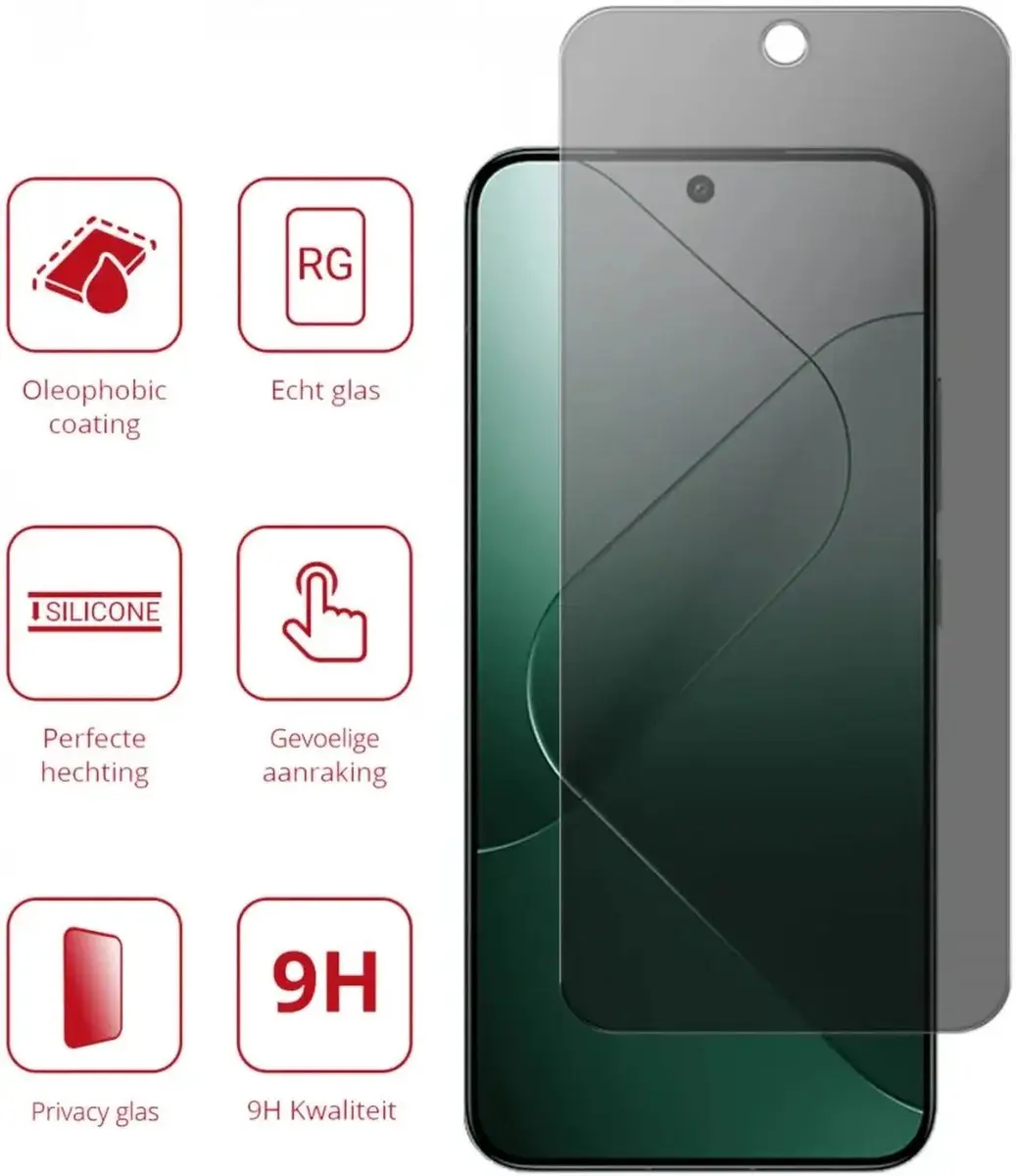 Rosso Privacy Screen Protector Xiaomi 14 - 9H Gehard Glas - Case Friendly