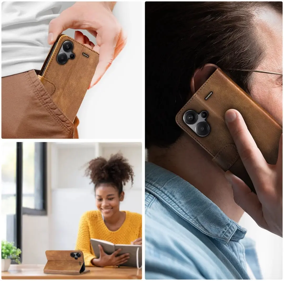 Rosso Element Hoesje 180452 Xiaomi Redmi Note 13 Pro+ - 3 Pasjes - Bruin