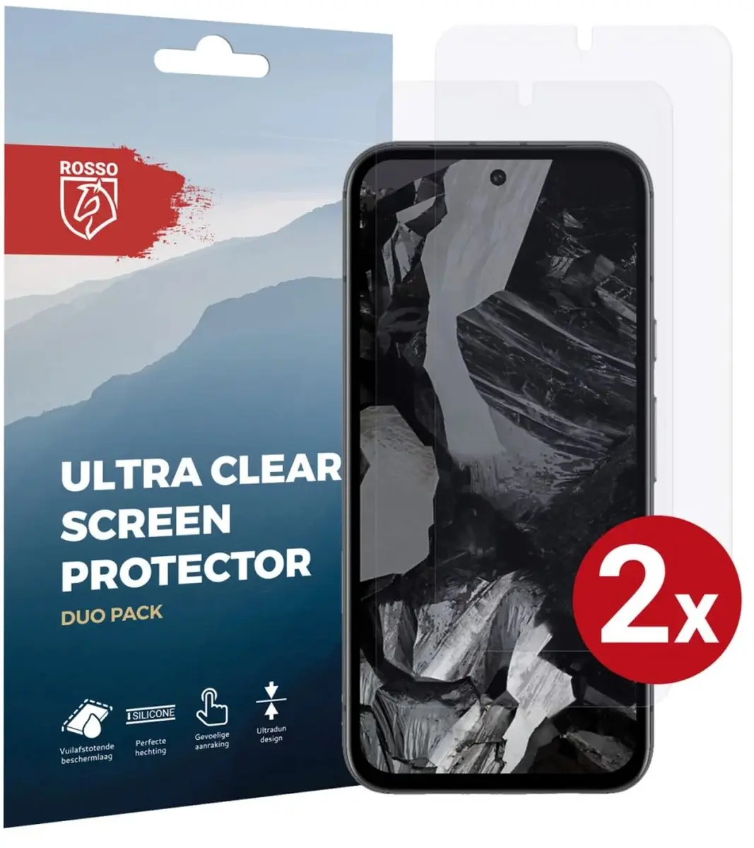 Rosso Screen Protector Ultra Clear Duo Pack Geschikt voor Google Pixel 8a