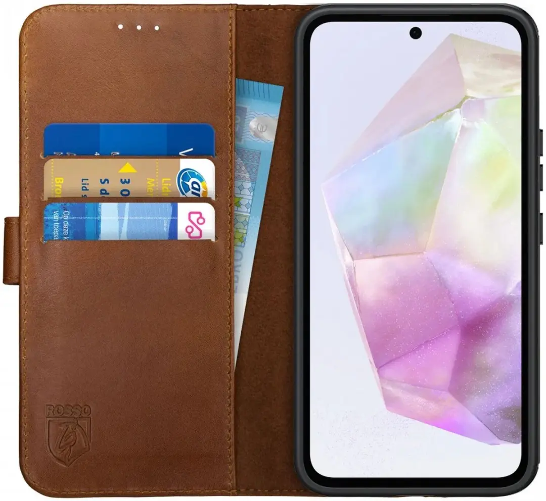 Rosso Deluxe Echt Leer Book Case Hoesje Geschikt voor Samsung Galaxy A35