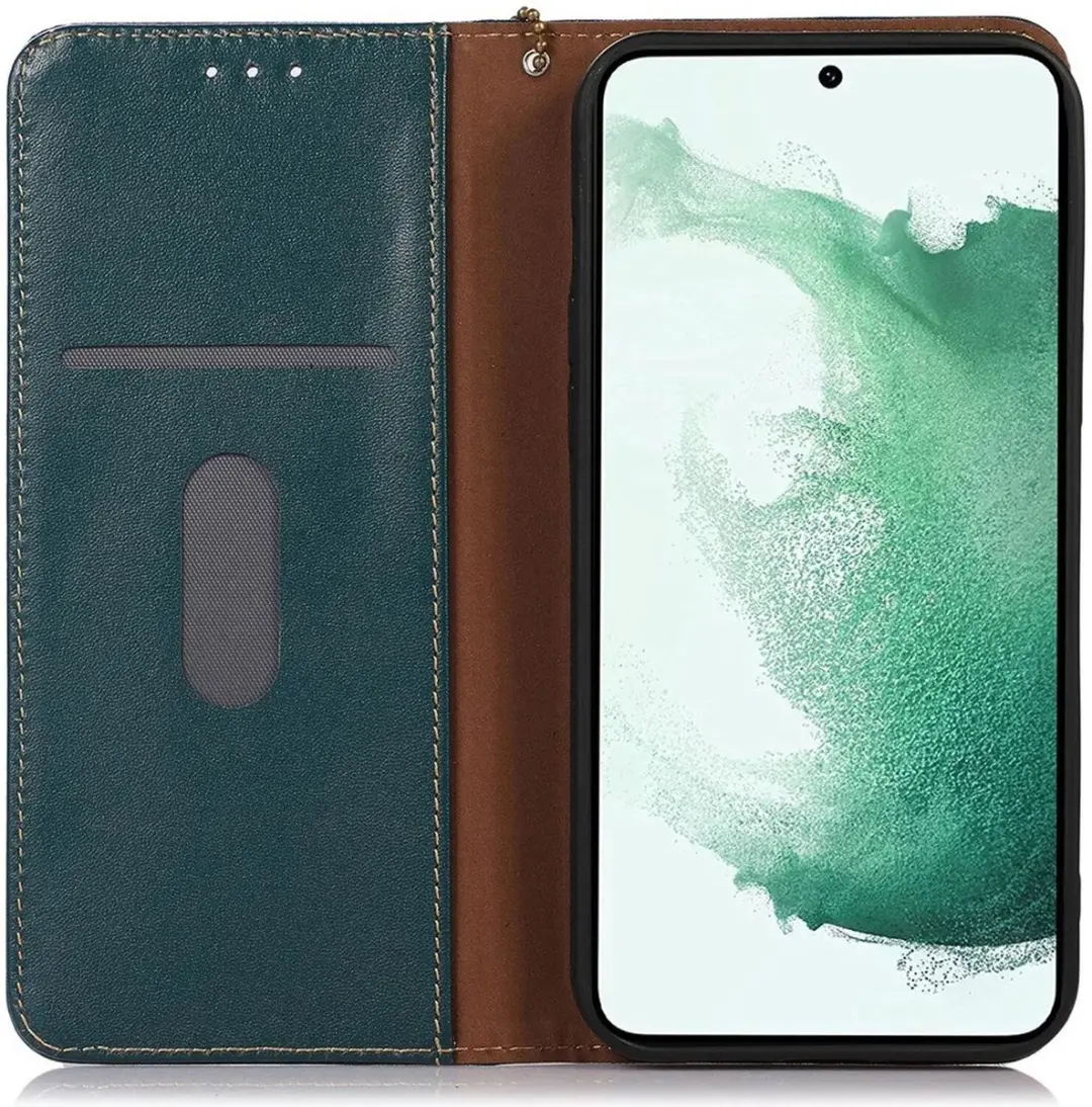 KHAZNEH RFID Book Case Leer Hoesje Groen Geschikt voor Samsung Galaxy Xcover 7